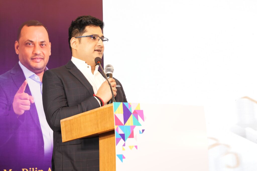 Mr. Avinash Jagdale at giving speech at Sankalp 2025 event by JPrime Buildcon